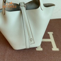 HERMES  珍珠灰  愛馬仕 原單 Picotin 18菜籃子  金銀現貨