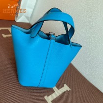 HERMES  水妖蓝  愛馬仕 原單 Picotin 18菜籃子  金銀現貨