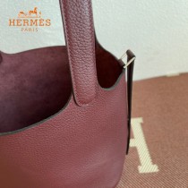 HERMES  酒红  愛馬仕 原單 Picotin 18菜籃子  金銀現貨