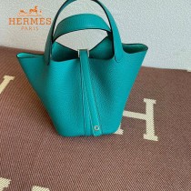 HERMES  孔雀蓝  愛馬仕 原單 Picotin 18菜籃子  金銀現貨