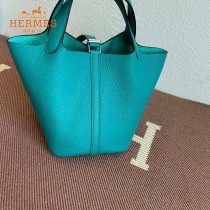 HERMES  孔雀蓝  愛馬仕 原單 Picotin 18菜籃子  金銀現貨