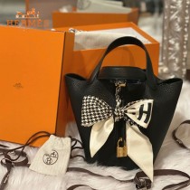 HERMES  黑色  愛馬仕 原單 Picotin 18菜籃子  金銀現貨
