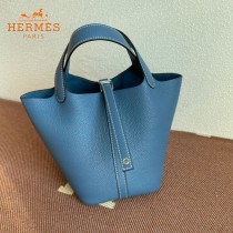 HERMES  希腊蓝白线  愛馬仕 原單 Picotin 18菜籃子  金銀現貨