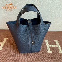 HERMES  深蓝  愛馬仕 原單 Picotin 18菜籃子  金銀現貨