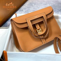 HERMES愛馬仕 原單 金棕halzan mini22cm  25 cm