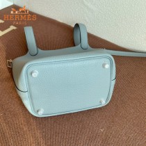 HERMES  亚麻蓝  愛馬仕 原單 Picotin 18菜籃子  金銀現貨