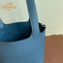 HERMES  希腊蓝白线  愛馬仕 原單 Picotin 18菜籃子  金銀現貨