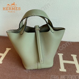 HERMES  鼠尾草绿 愛馬仕 原單 Picotin 18菜籃子  金銀現貨