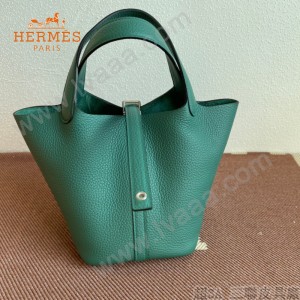 HERMES  孔雀绿  愛馬仕 原單 Picotin 18菜籃子  金銀現貨