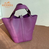 HERMES  海葵紫  愛馬仕 原單 Picotin 18菜籃子  金銀現貨