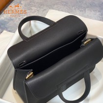 HERMES愛馬仕 原單 黑色halzan mini22cm  25 cm