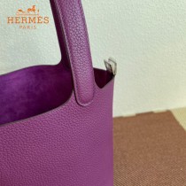 HERMES  海葵紫  愛馬仕 原單 Picotin 18菜籃子  金銀現貨