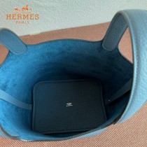 HERMES  希腊蓝  愛馬仕 原單 Picotin 18菜籃子  金銀現貨