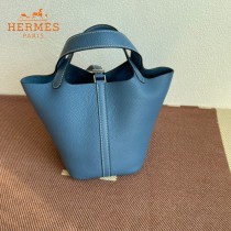 HERMES  希腊蓝白线  愛馬仕 原單 Picotin 18菜籃子  金銀現貨
