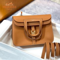HERMES愛馬仕 原單 金棕halzan mini22cm  25 cm