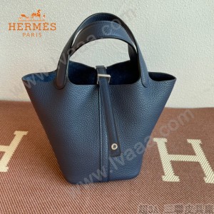 HERMES  深蓝  愛馬仕 原單 Picotin 18菜籃子  金銀現貨