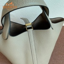 HERMES  沥青灰  愛馬仕 原單 Picotin 18菜籃子  金銀現貨