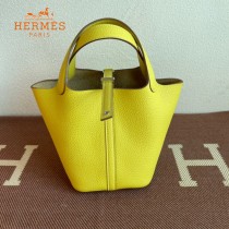 HERMES  柠檬黄  愛馬仕 原單 Picotin 18菜籃子  金銀現貨