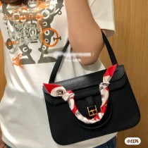 HERMES愛馬仕 原單 黑色halzan mini22cm  25 cm