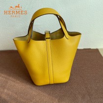 HERMES  琥珀黄  愛馬仕 原單 Picotin 18菜籃子  金銀現貨