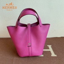 HERMES  玉兰粉  愛馬仕 原單 Picotin 18菜籃子  金銀現貨