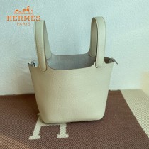 HERMES  奶昔白  愛馬仕 原單 Picotin 18菜籃子  金銀現貨