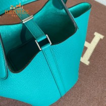 HERMES  孔雀蓝  愛馬仕 原單 Picotin 18菜籃子  金銀現貨