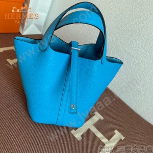 HERMES  水妖蓝  愛馬仕 原單 Picotin 18菜籃子  金銀現貨