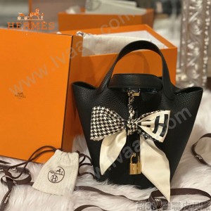 HERMES  黑色  愛馬仕 原單 Picotin 18菜籃子  金銀現貨