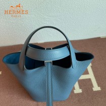 HERMES  希腊蓝  愛馬仕 原單 Picotin 18菜籃子  金銀現貨