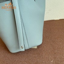 HERMES  亚麻蓝  愛馬仕 原單 Picotin 18菜籃子  金銀現貨