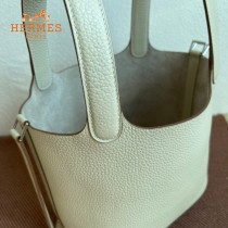 HERMES  奶昔白  愛馬仕 原單 Picotin 18菜籃子  金銀現貨