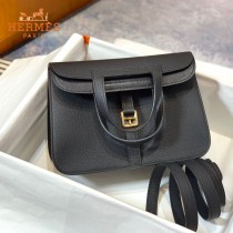 HERMES愛馬仕 原單 黑色halzan mini22cm  25 cm