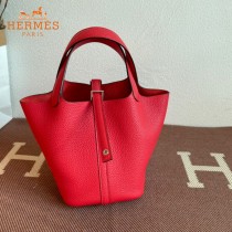 HERMES  大红  愛馬仕 原單 Picotin 18菜籃子  金銀現貨