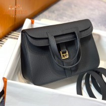 HERMES愛馬仕 原單 黑色halzan mini22cm  25 cm