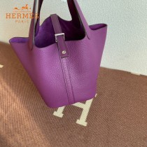 HERMES  海葵紫  愛馬仕 原單 Picotin 18菜籃子  金銀現貨