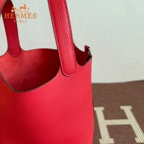 HERMES  大红  愛馬仕 原單 Picotin 18菜籃子  金銀現貨