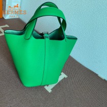 HERMES  竹子绿  愛馬仕 原單 Picotin 18菜籃子  金銀現貨
