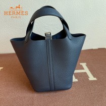 HERMES  深蓝  愛馬仕 原單 Picotin 18菜籃子  金銀現貨
