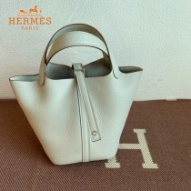 HERMES  珍珠灰  愛馬仕 原單 Picotin 18菜籃子  金銀現貨