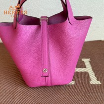 HERMES  玉兰粉  愛馬仕 原單 Picotin 18菜籃子  金銀現貨