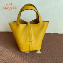 HERMES  琥珀黄  愛馬仕 原單 Picotin 18菜籃子  金銀現貨