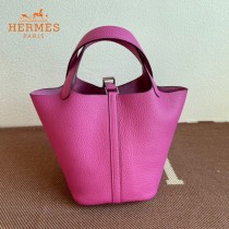 HERMES  玉兰粉  愛馬仕 原單 Picotin 18菜籃子  金銀現貨