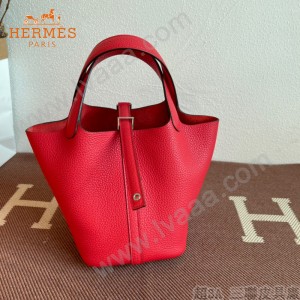 HERMES  大红  愛馬仕 原單 Picotin 18菜籃子  金銀現貨