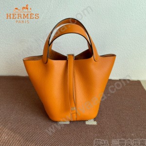 HERMES  橙色  愛馬仕 原單 Picotin 18菜籃子  金銀現貨