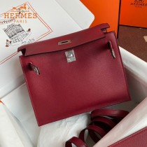 HERMES  酒红  愛馬仕 原單evercolor皮 Kelly DanSe 22cm  金銀扣