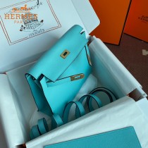 HERMES  北方蓝  愛馬仕 原單evercolor皮 Kelly DanSe 22cm  金銀扣