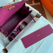 HERMES  玫瑰紫  愛馬仕 原單evercolor皮 Kelly DanSe 22cm  金銀扣