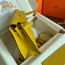 HERMES  琥珀黄  愛馬仕 原單evercolor皮 Kelly DanSe 22cm  金銀扣