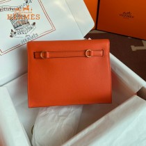 HERMES  橙色  愛馬仕 原單evercolor皮 Kelly DanSe 22cm  金銀扣
